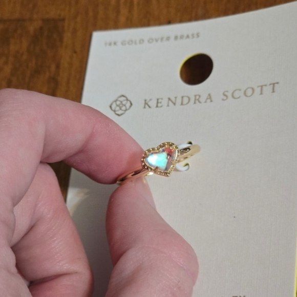 Kendra Scott Gold and Pink Ring with Gemstone and Halo - Picture 3 of 3